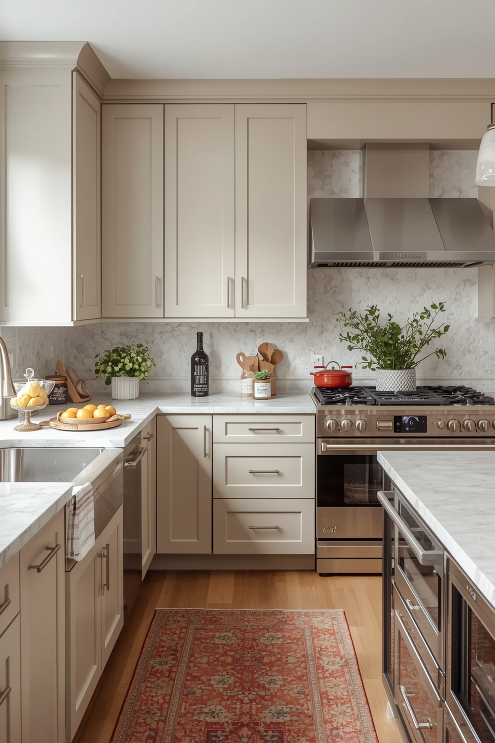 Beige Cabinets for Cozy Kitchen