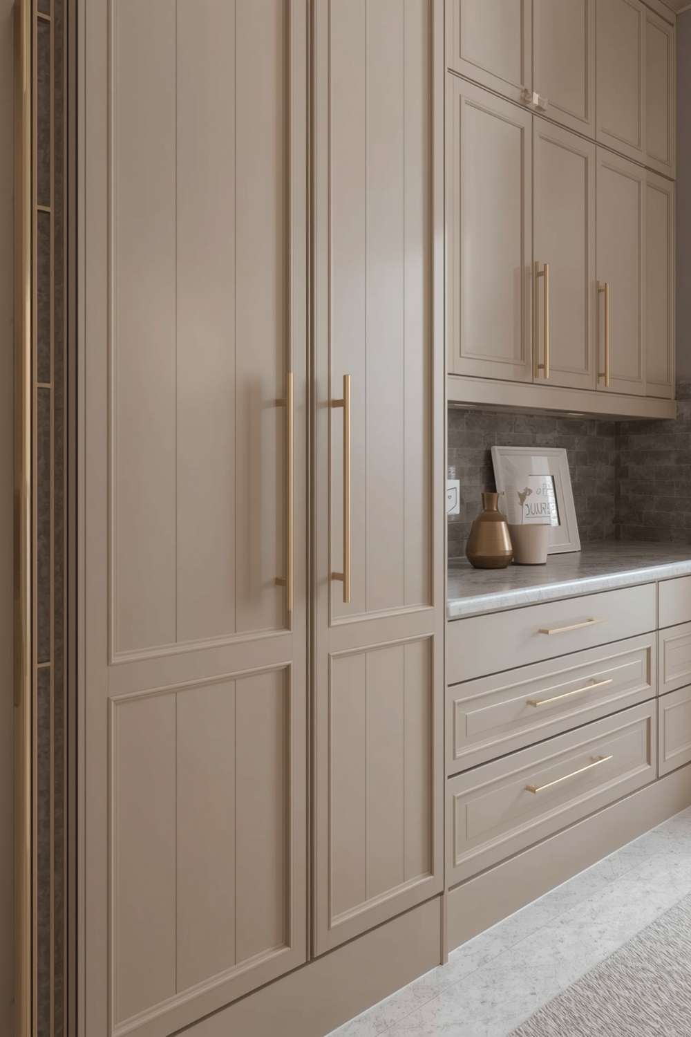 Beige Cabinets with Elegant Handles