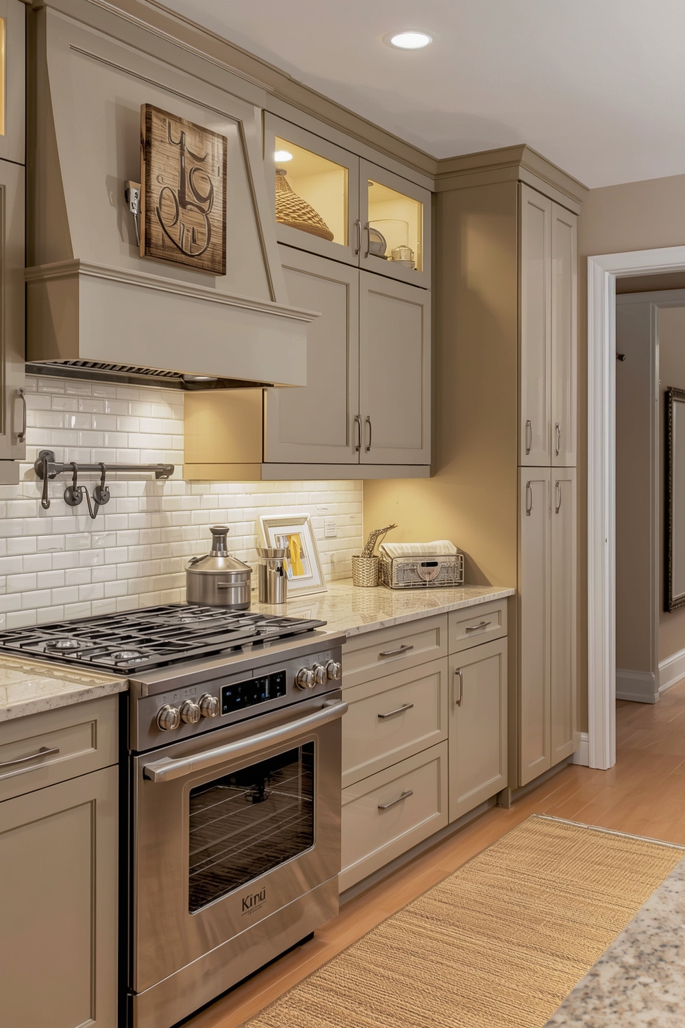 Beige Cabinets with Lighting Ideas