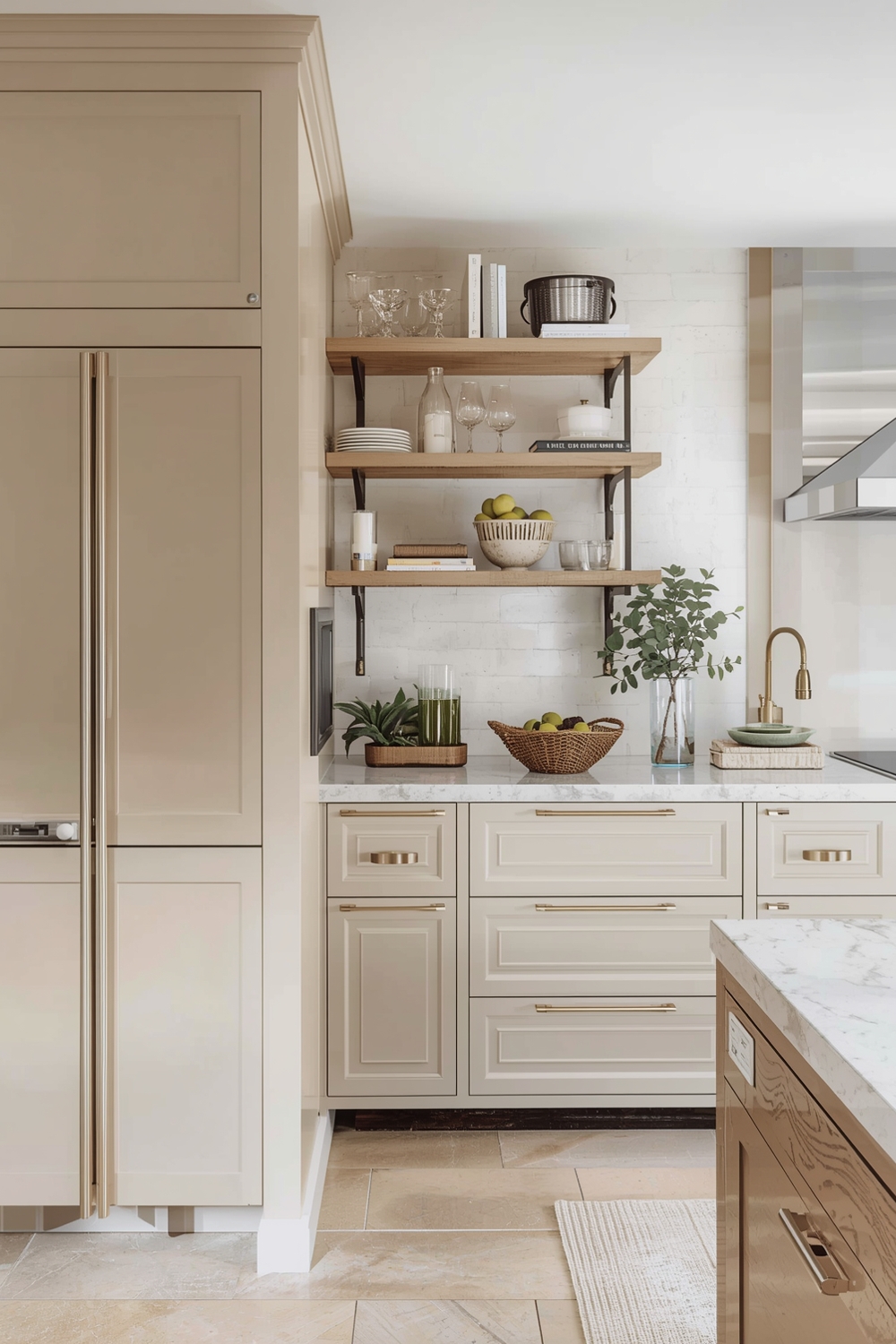 Beige Cabinets with Modern Handles