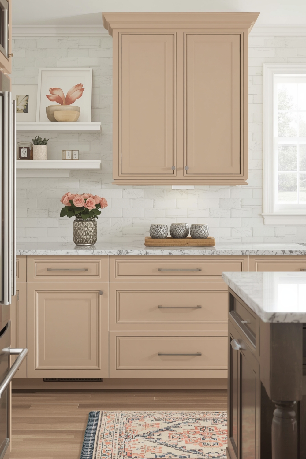 Beige Cabinets with Stylish Countertops