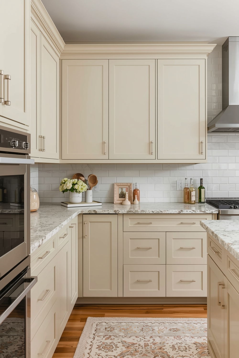 Beige Cabinets with Stylish Countertops