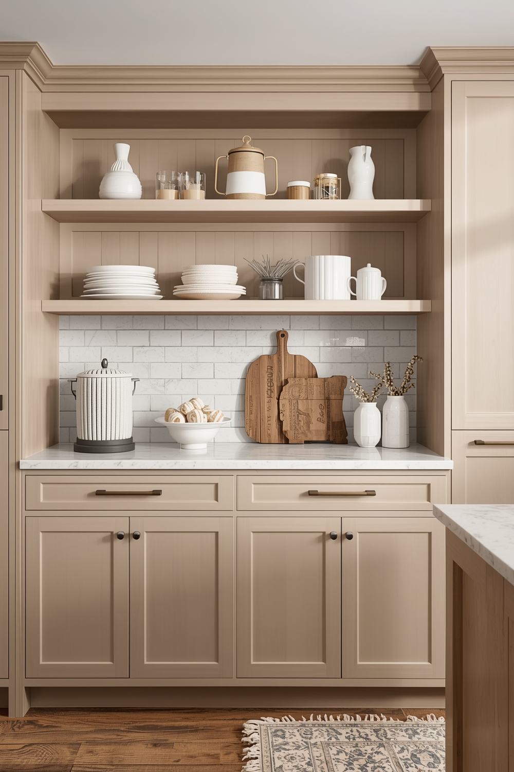 Beige Kitchen Cabinets Open Shelving