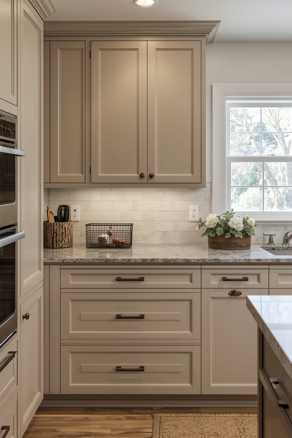 Beige Kitchen Cabinets with Countertops