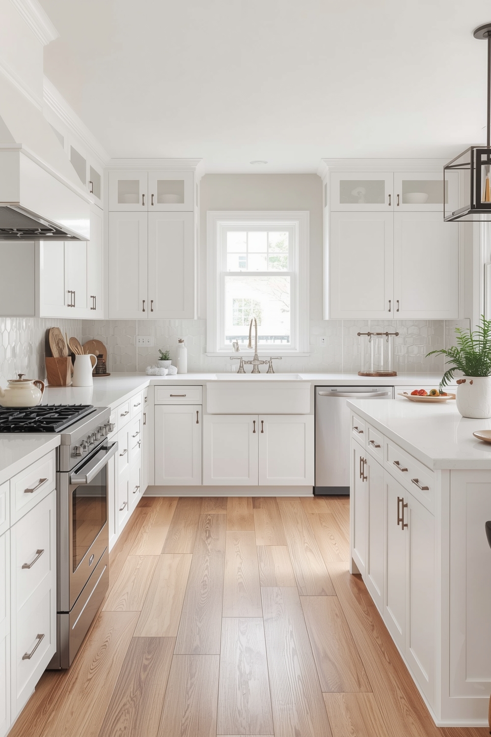 Bright White Oak Kitchen Layout
