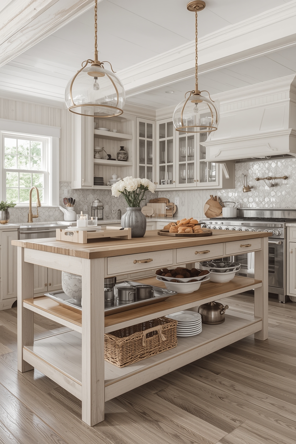 Chic White Oak Kitchen Islands