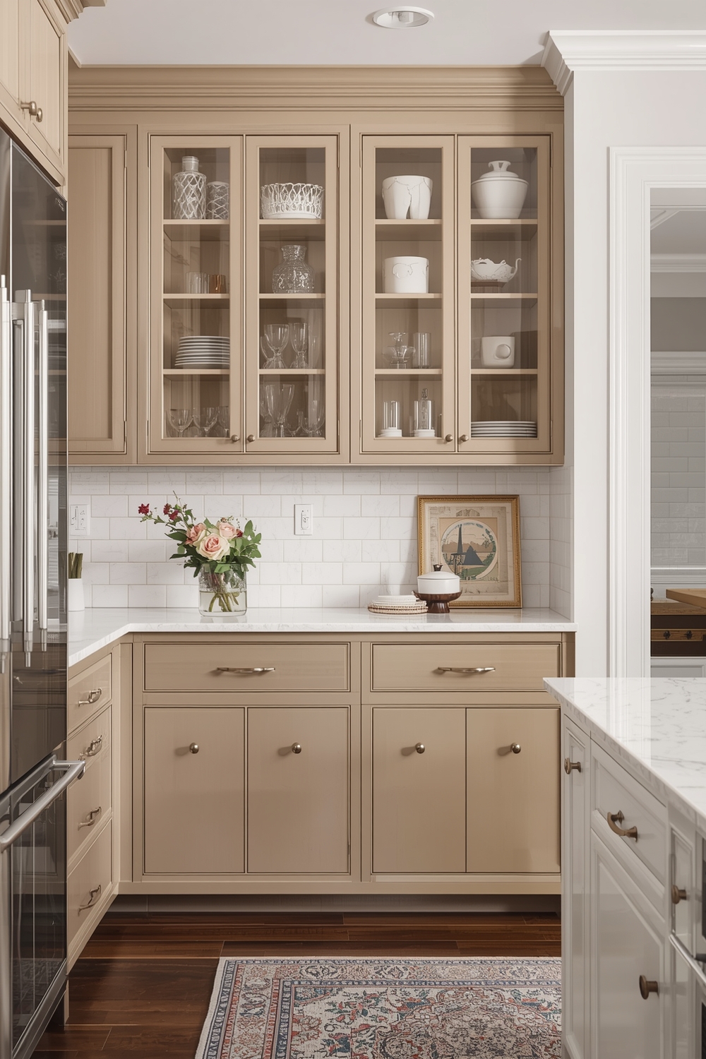 Elegant Beige Kitchen Cabinet Accents