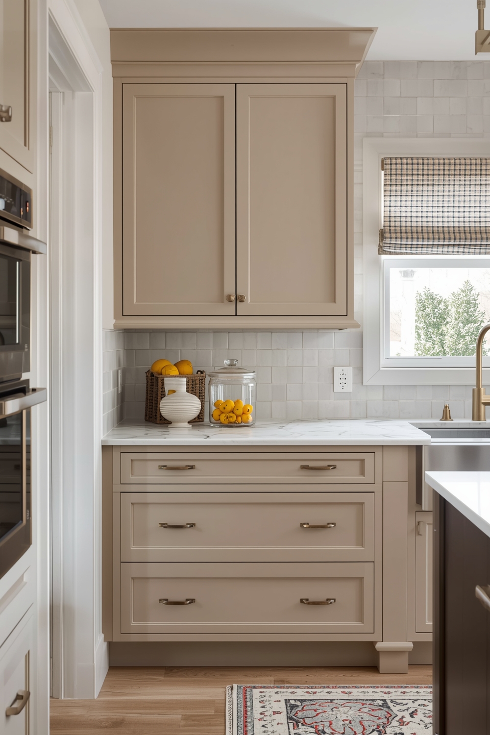 Elegant Beige Kitchen Cabinet Accents