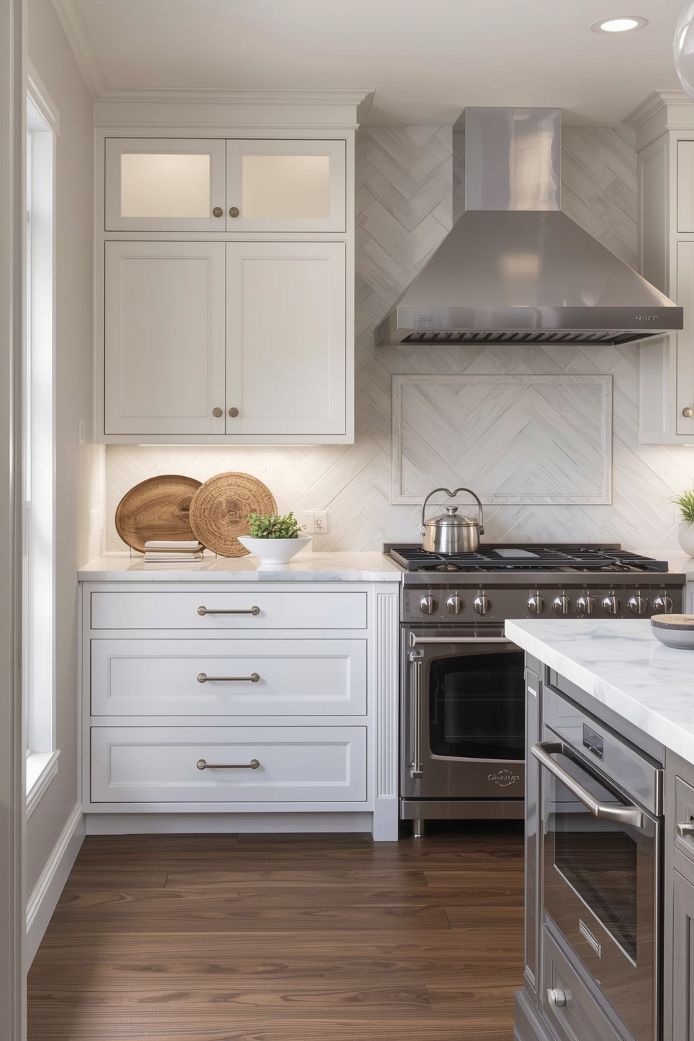Elegant White Oak Kitchen Accent Details