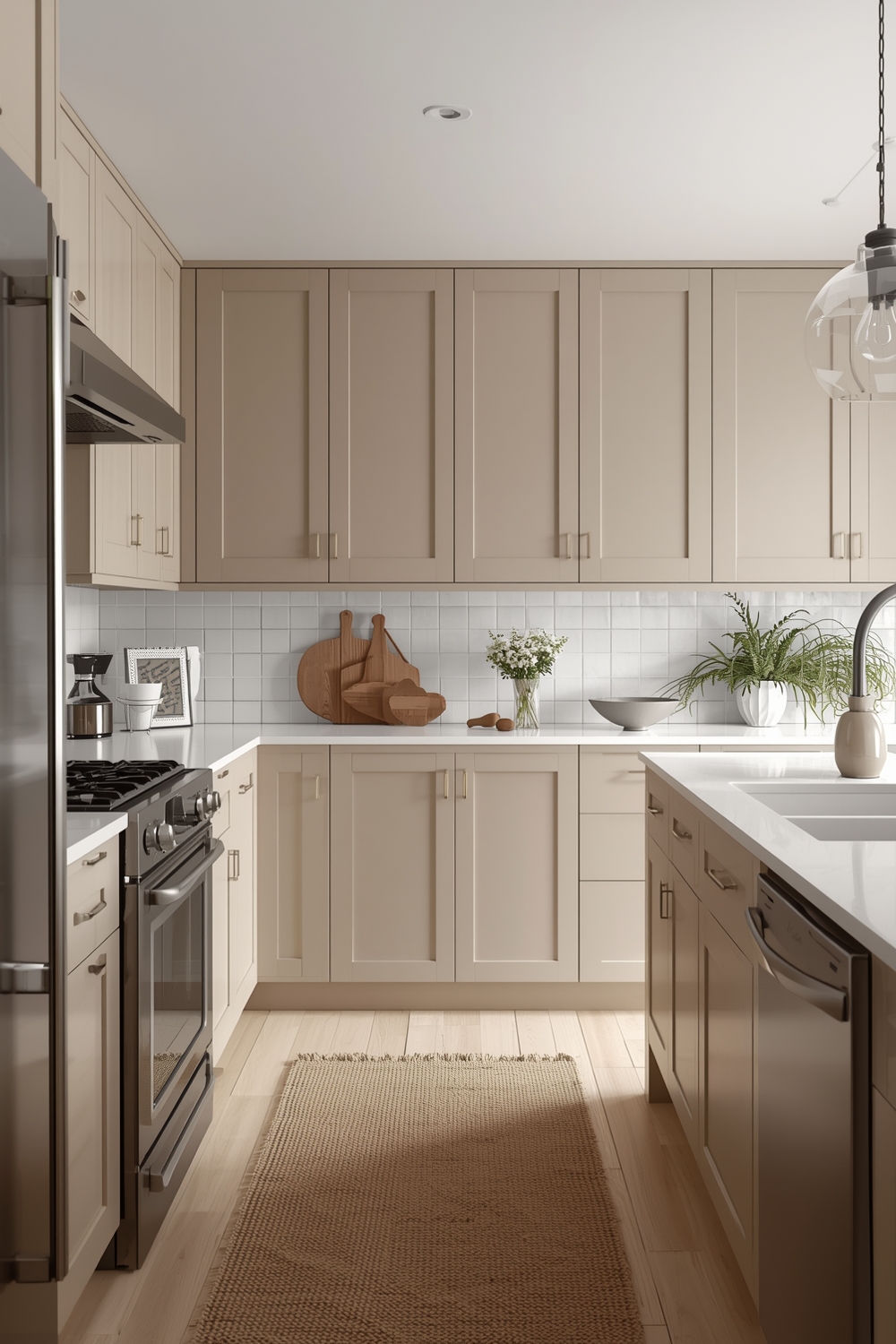 Minimalist Beige Kitchen Cabinets