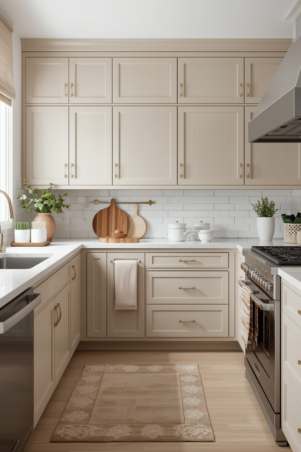 Minimalist Beige Kitchen Cabinets