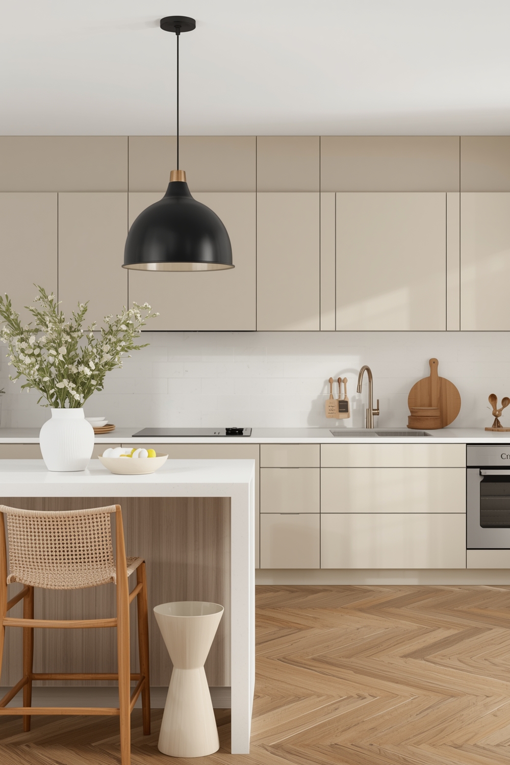 Minimalist Beige Kitchen Layout
