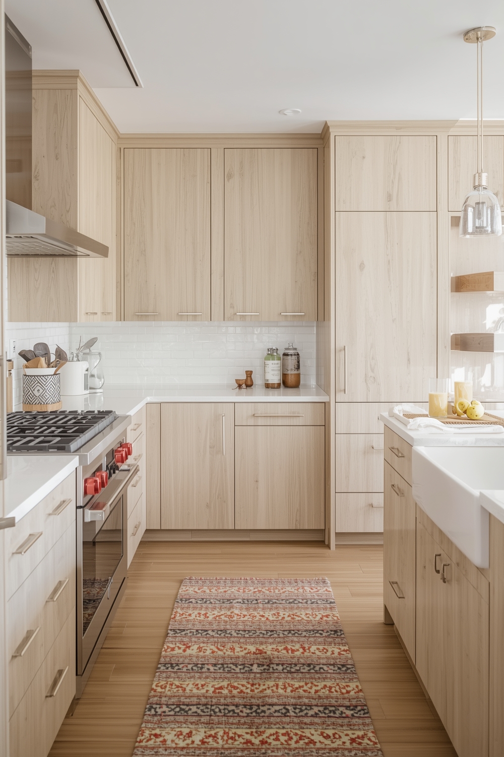 Sleek White Oak Cabinets