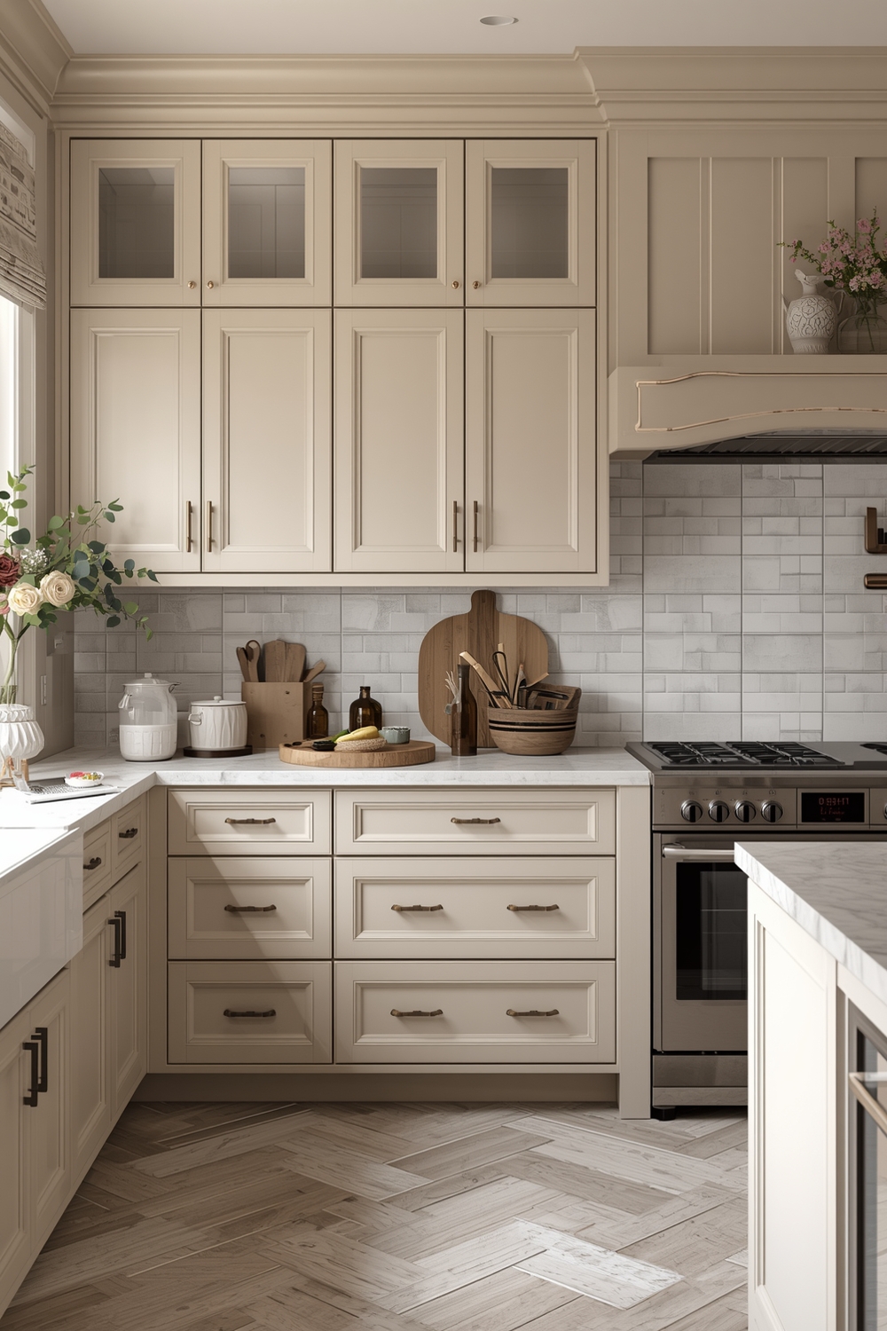 Soft Beige Kitchen Cabinet Designs