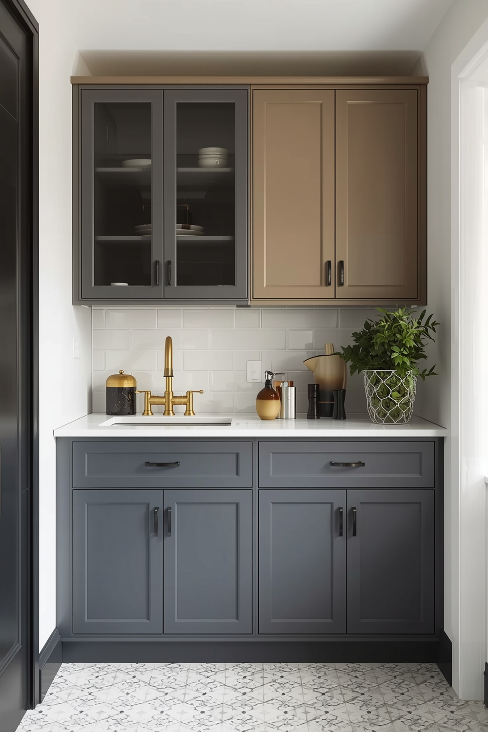 Two-toned Cabinets for Small Spaces