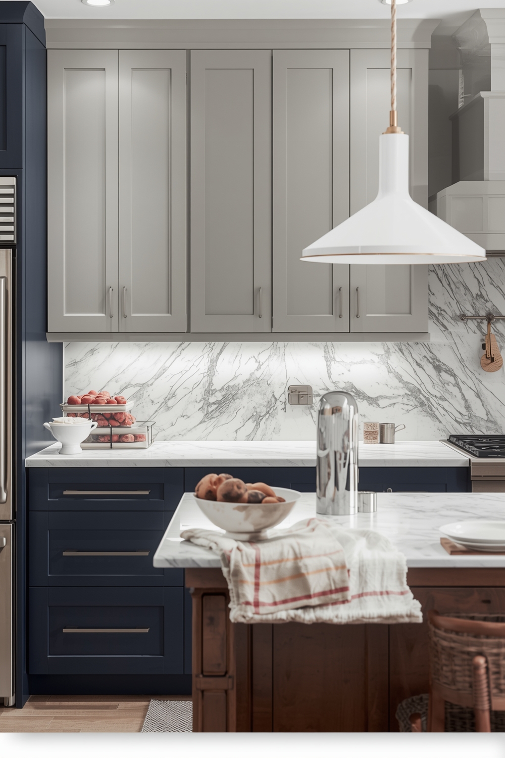 Two-toned Cabinets with Lighting Ideas