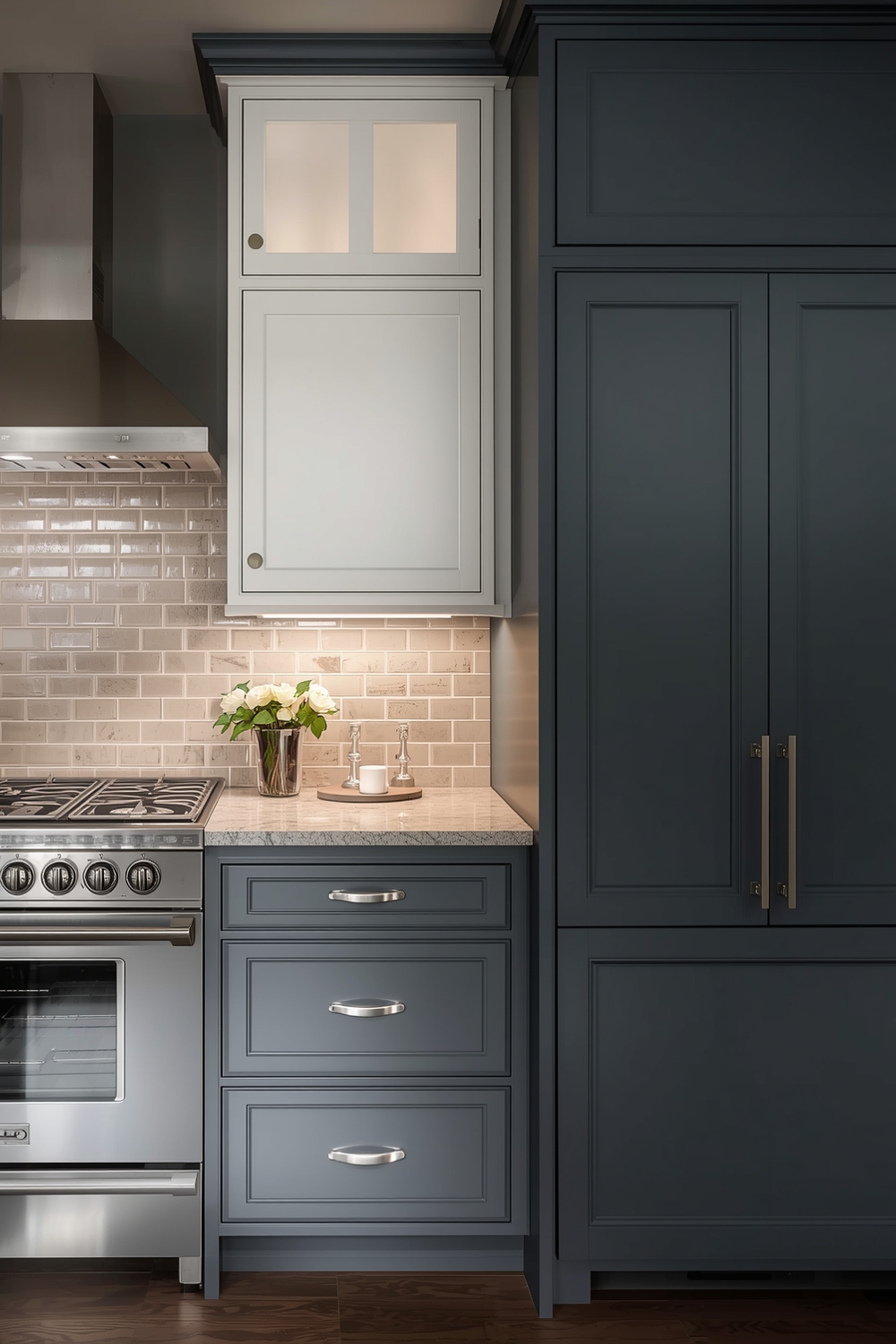 Two-toned Cabinets with Lighting Ideas