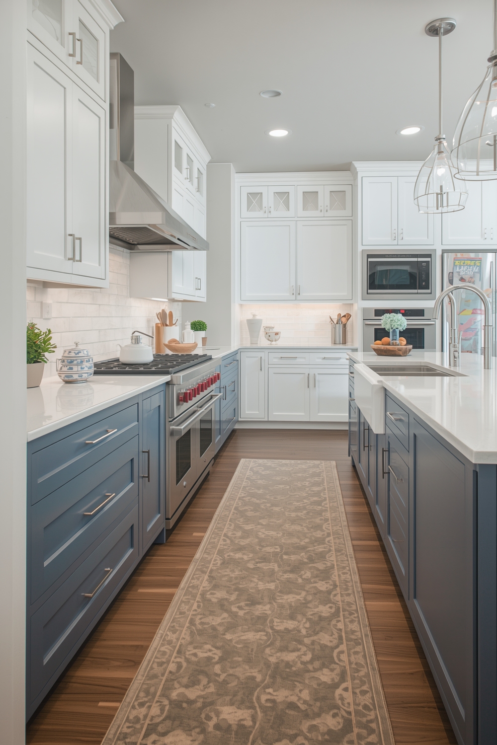 Two-toned Cabinets with Lighting Ideas