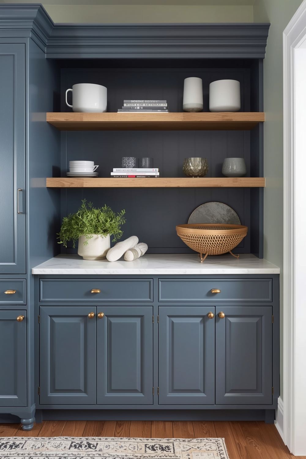 Two-toned Cabinets with Open Shelving