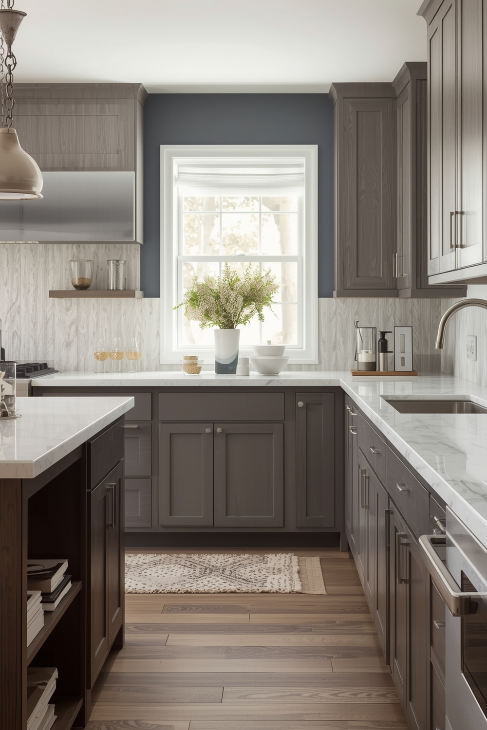 Two-toned Kitchen Cabinets with Island