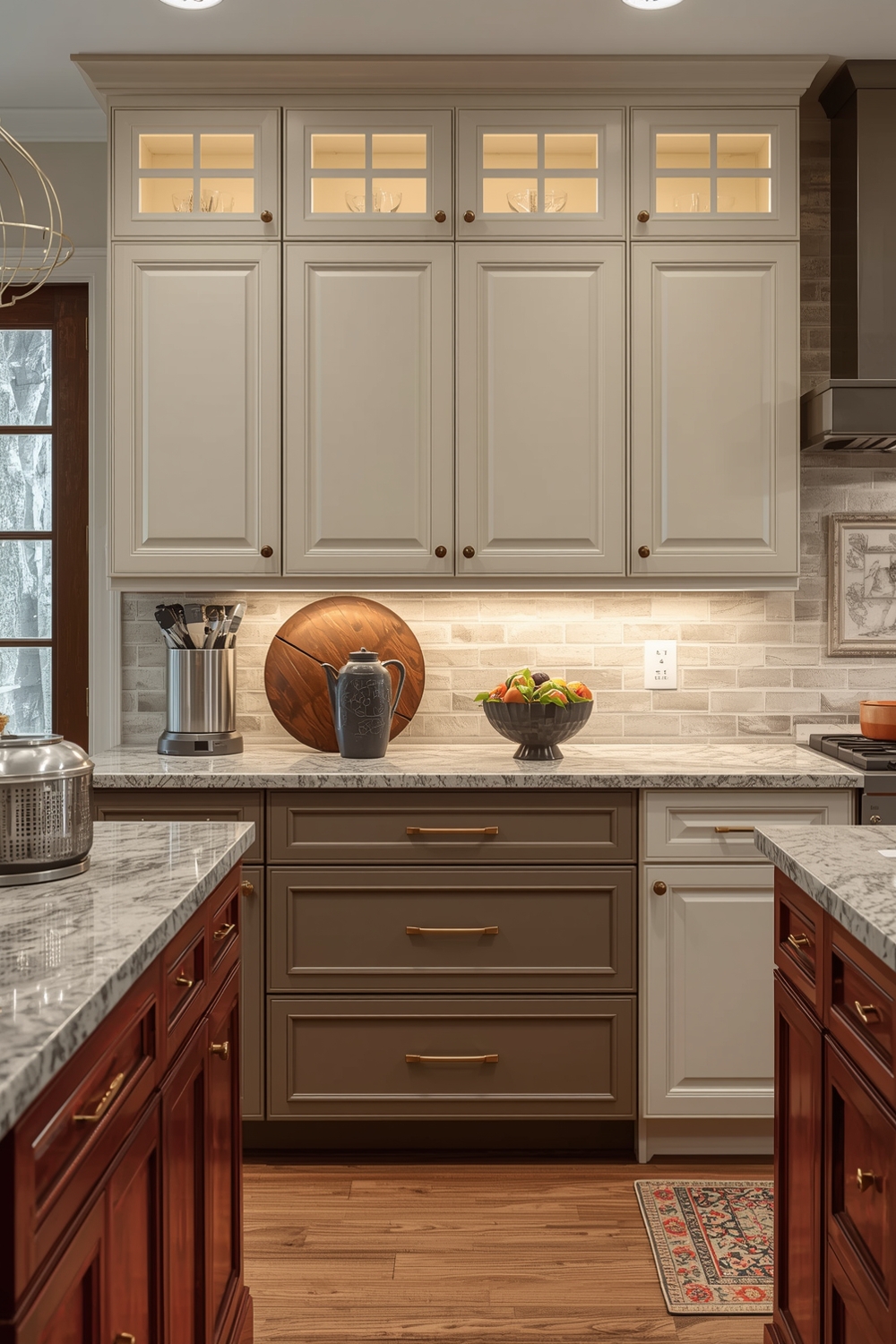 Two-toned Kitchen Cabinets with Lighting