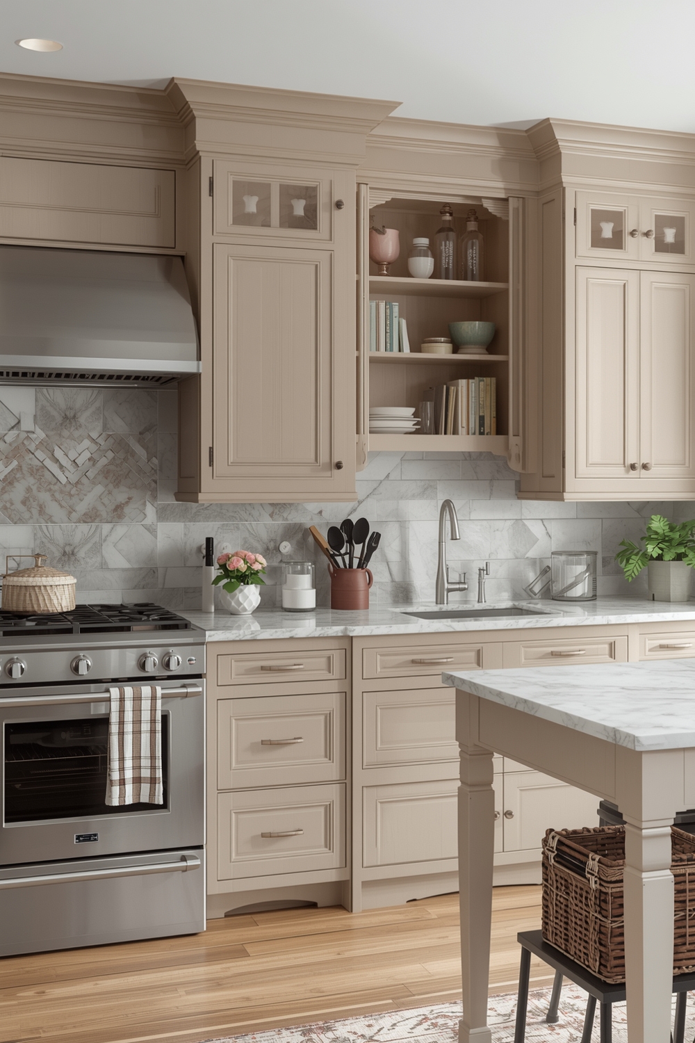 Warm Beige Kitchen Cabinets
