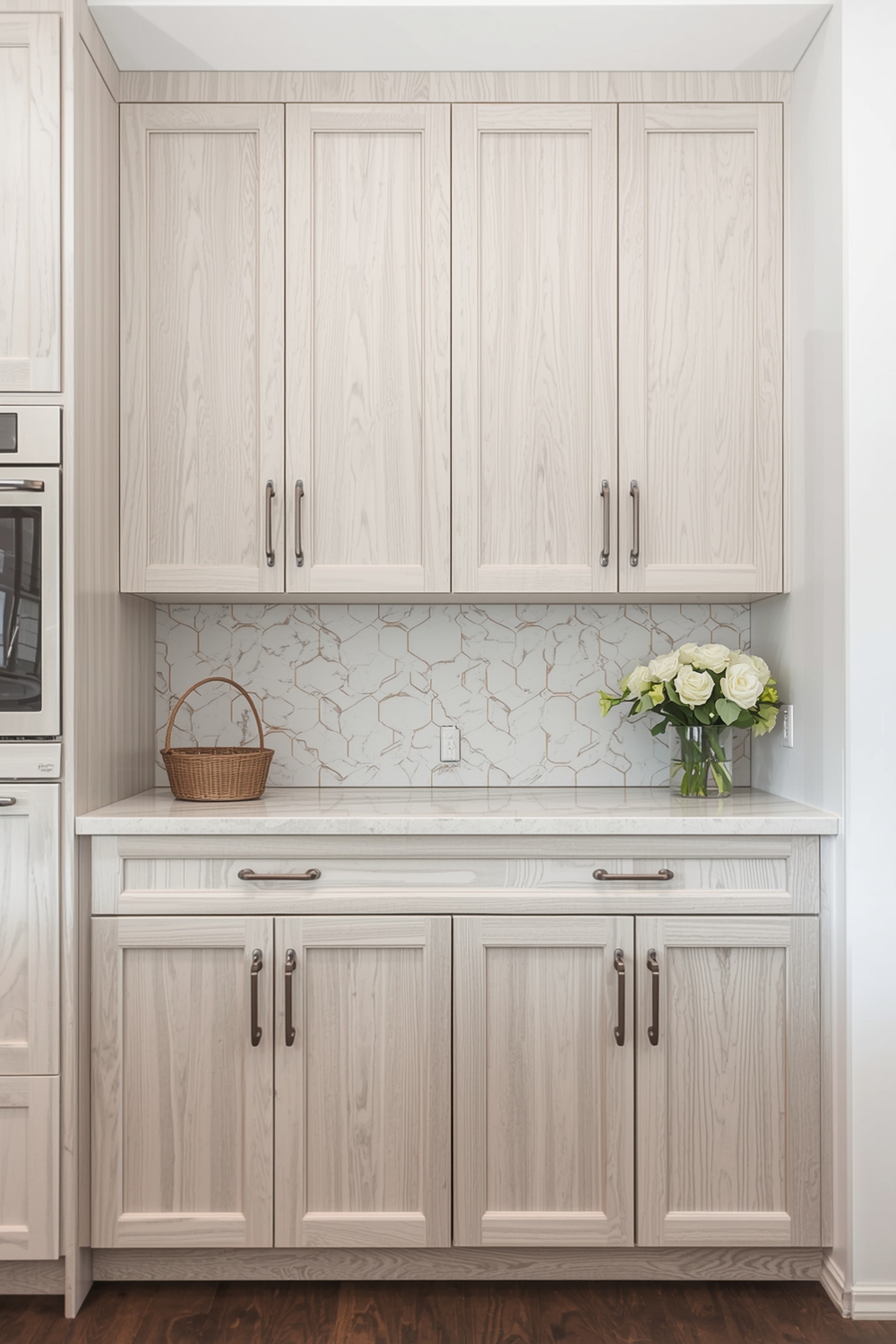 White Oak Cabinets with Elegant Handles