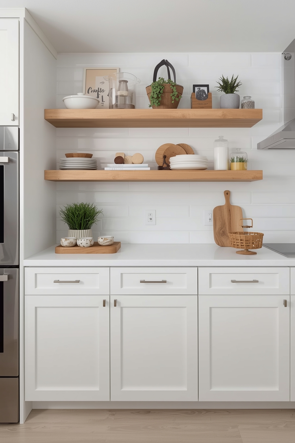 White Oak Kitchen Open Shelving Ideas