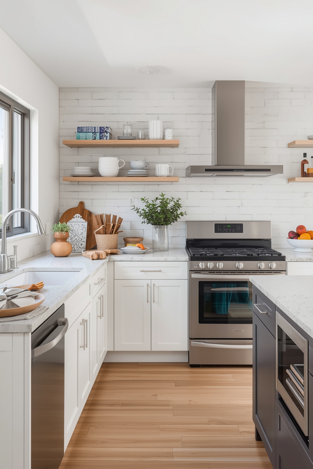 White Oak Kitchen Trendy Accents