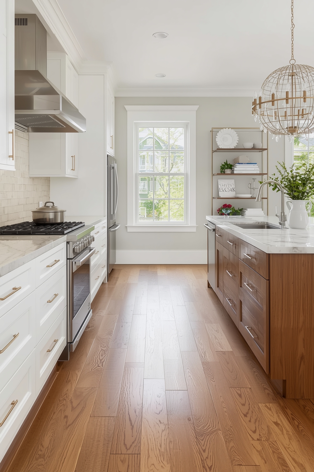 White Oak Kitchen with Elegant Flooring