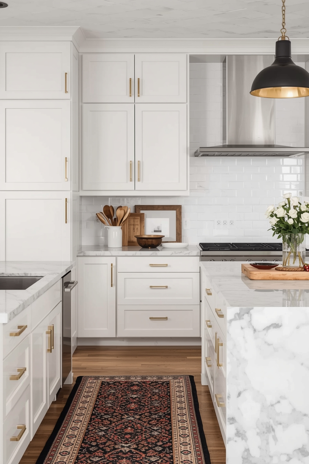 White Oak Kitchen with Marble Countertops