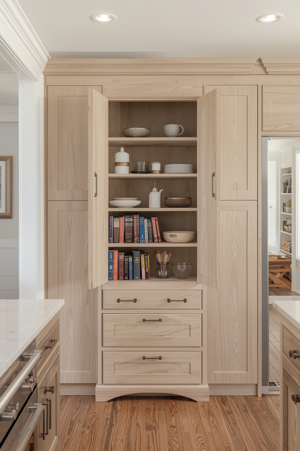 White Oak Kitchen with Pantry Storage
