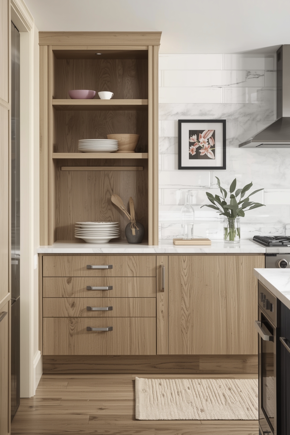 White Oak Kitchen with Stylish Storage