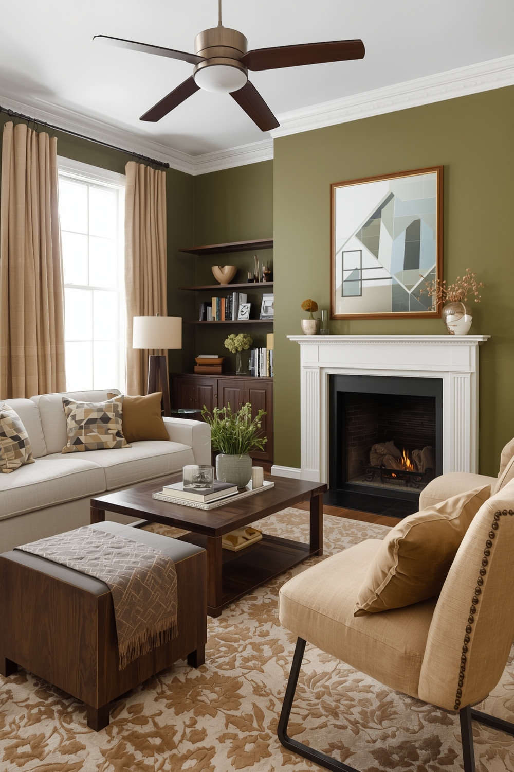 Bright Olive Green Living Room Ideas