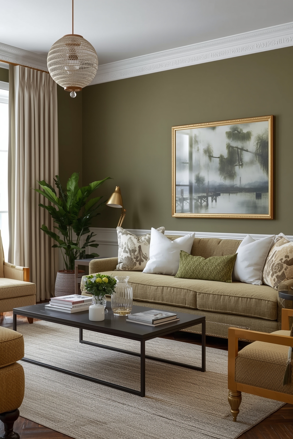 Bright Olive Green Living Room Ideas