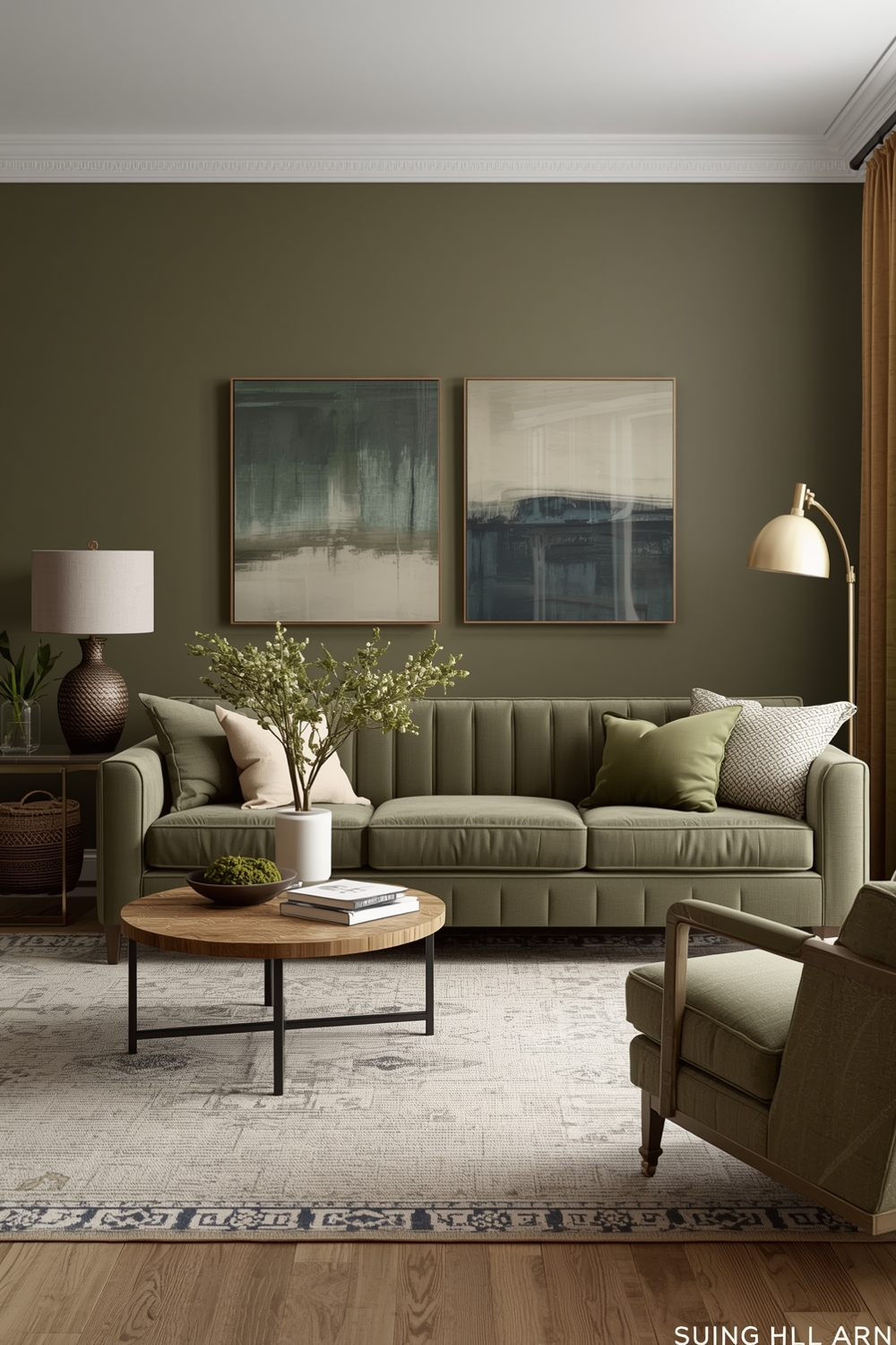 Bright Olive Green Living Room Layouts