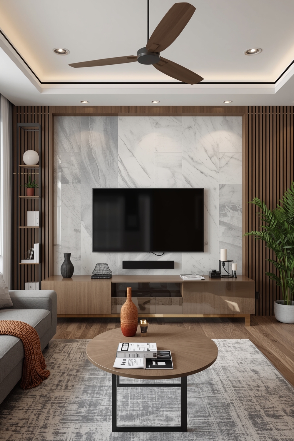 Contemporary Living Room TV Wall Layouts
