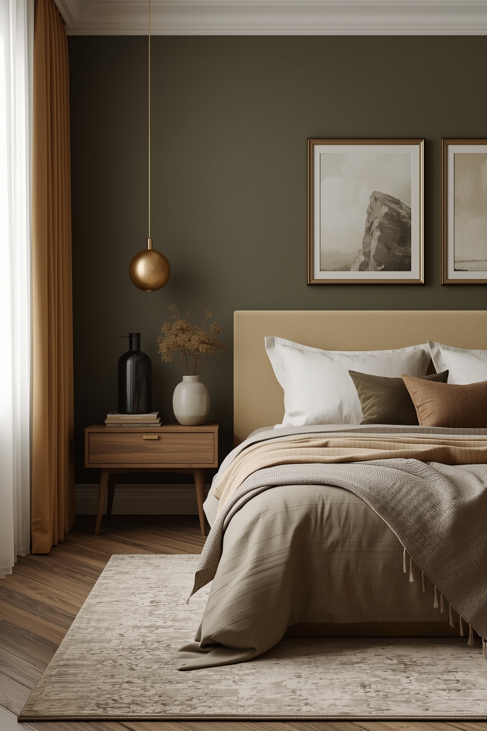 Contemporary Olive Green Bedroom Layouts