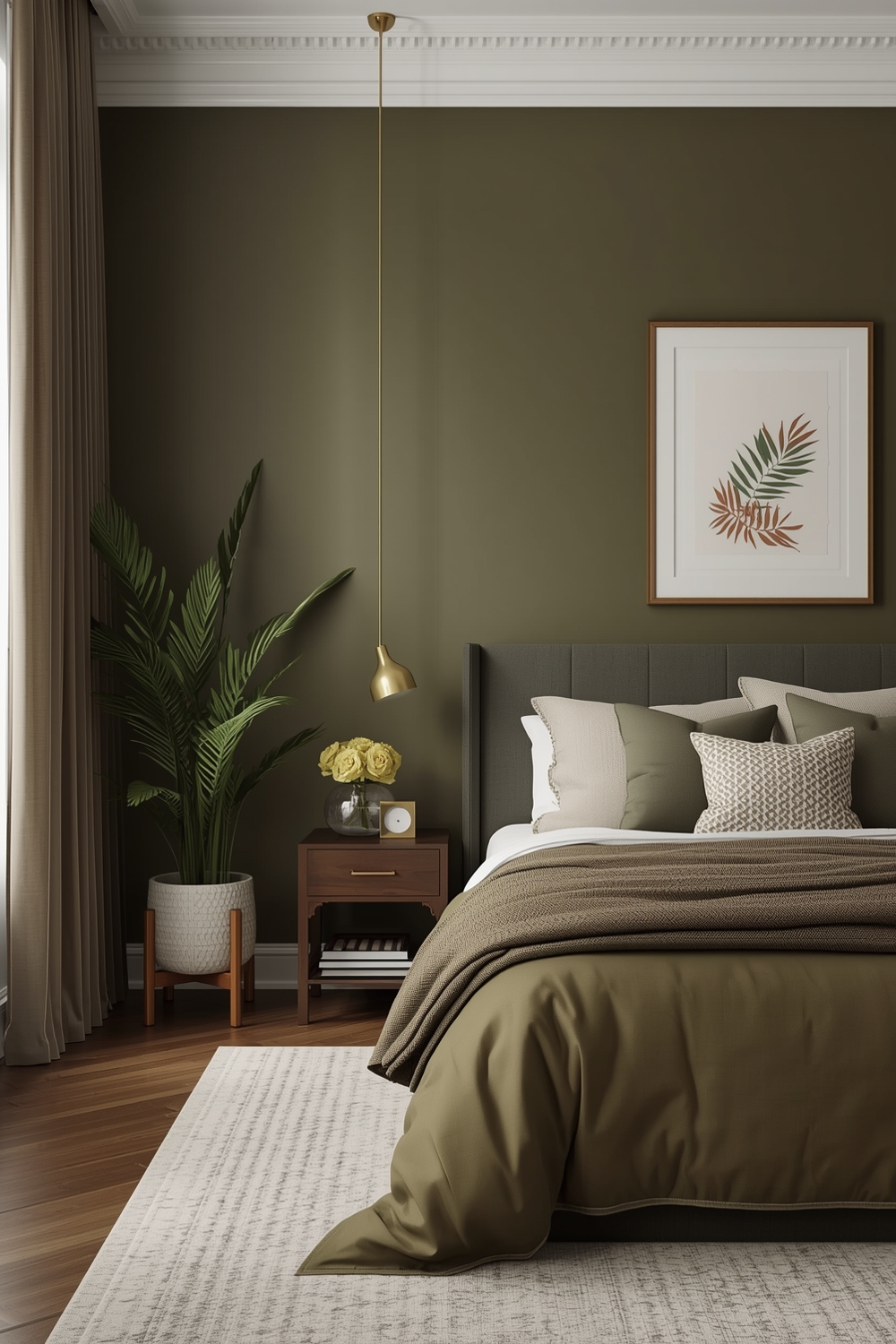 Contemporary Olive Green Bedroom Layouts