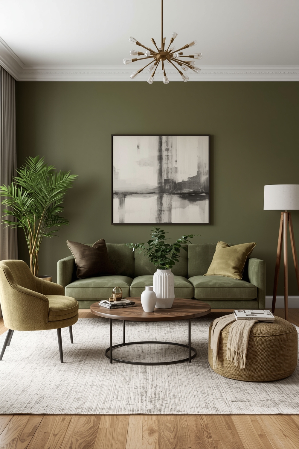 Contemporary Olive Green Living Room Designs