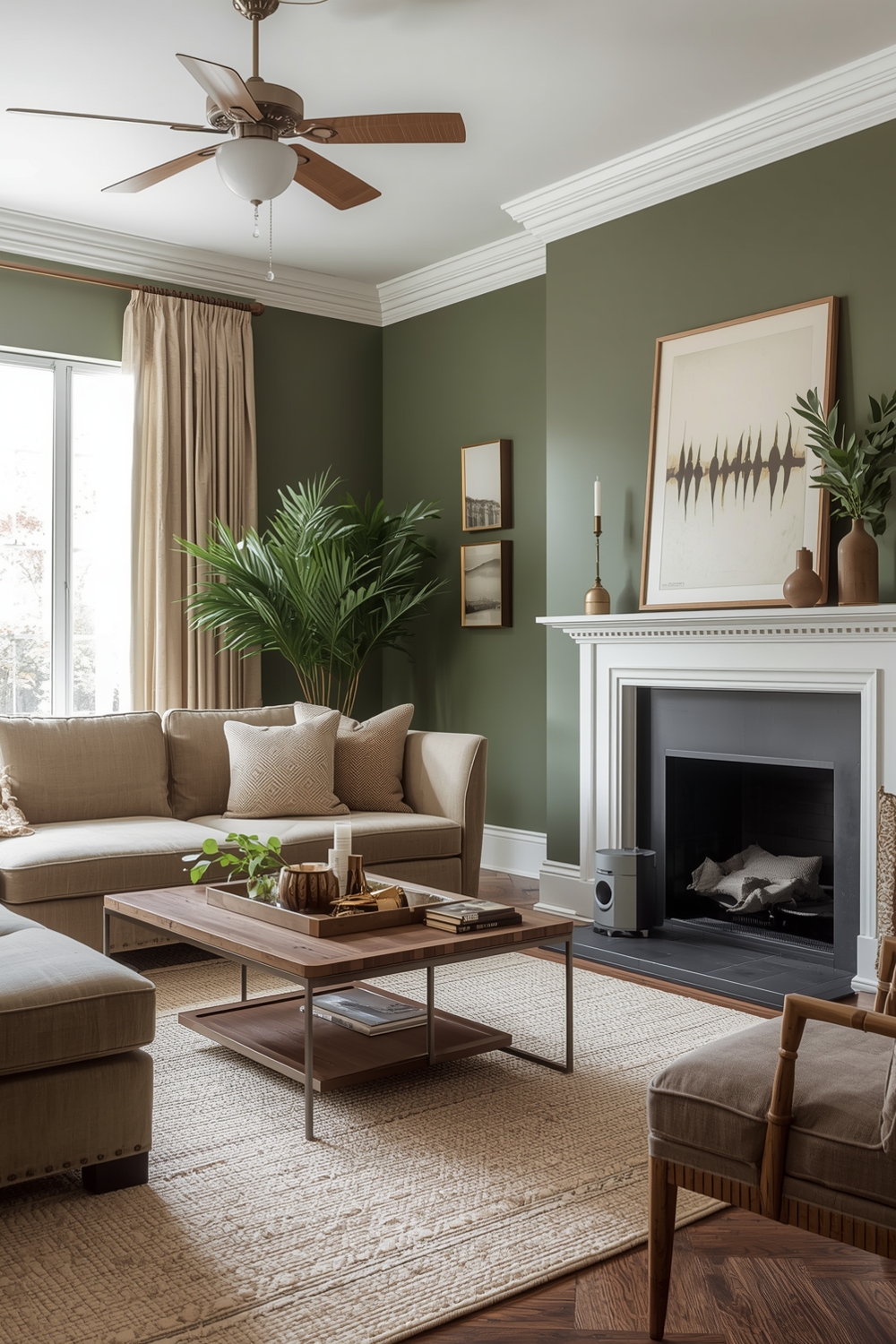 Contemporary Olive Green Living Room Designs