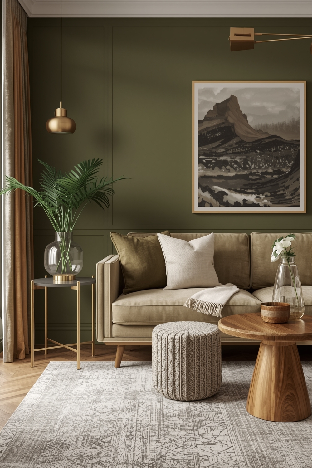Contemporary Olive Green Living Room Inspiration