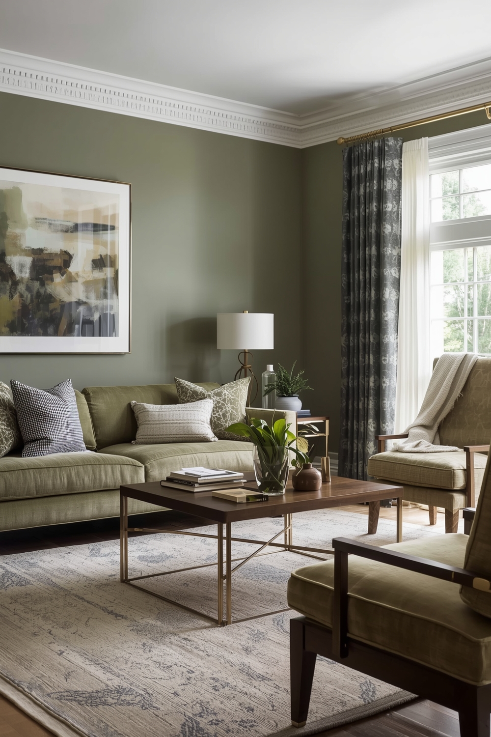 Contemporary Sage Green Living Room Designs
