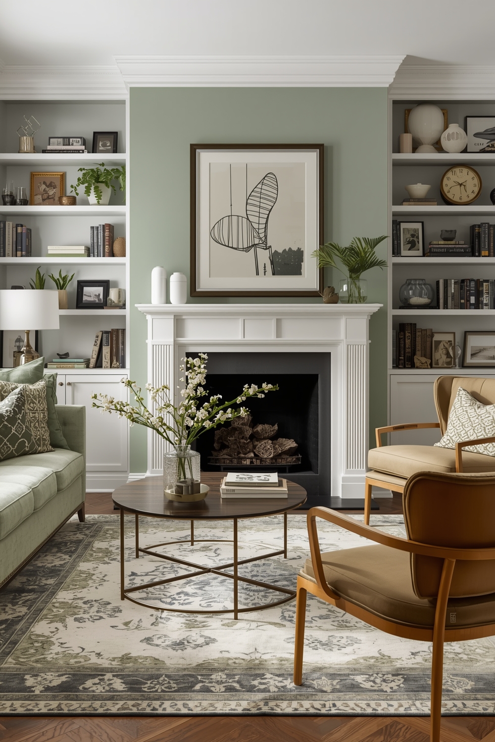 Contemporary Sage Green Living Room Inspiration