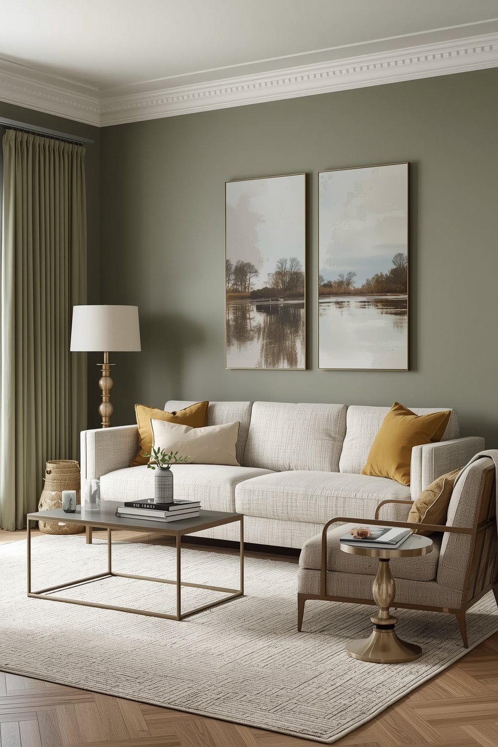 Contemporary Sage Green Living Room Layouts