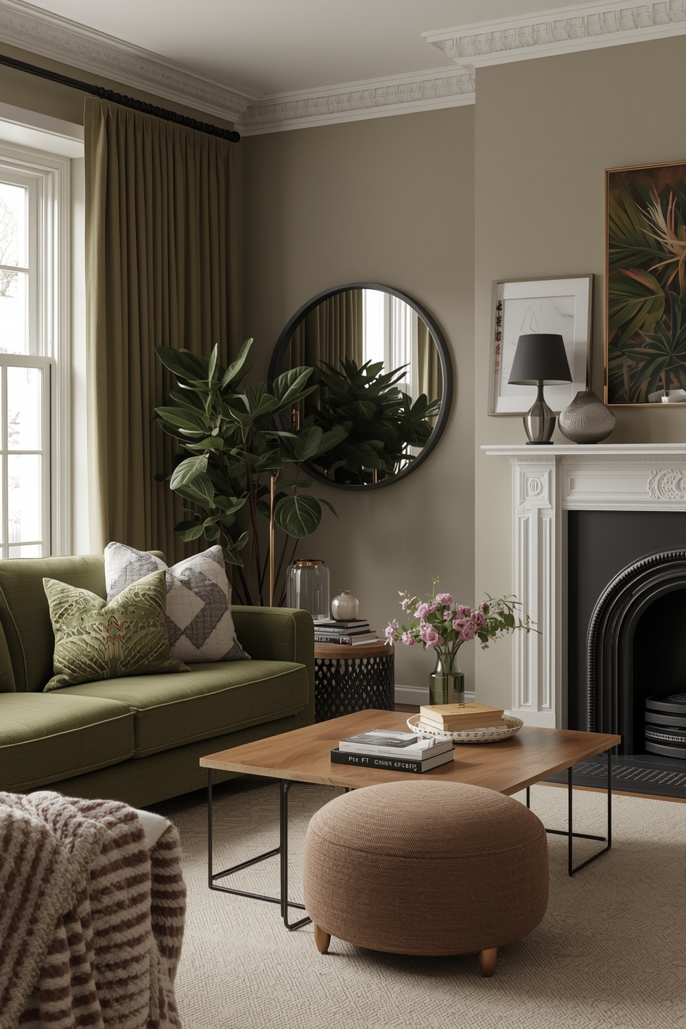 Cozy Olive Green Living Room Designs