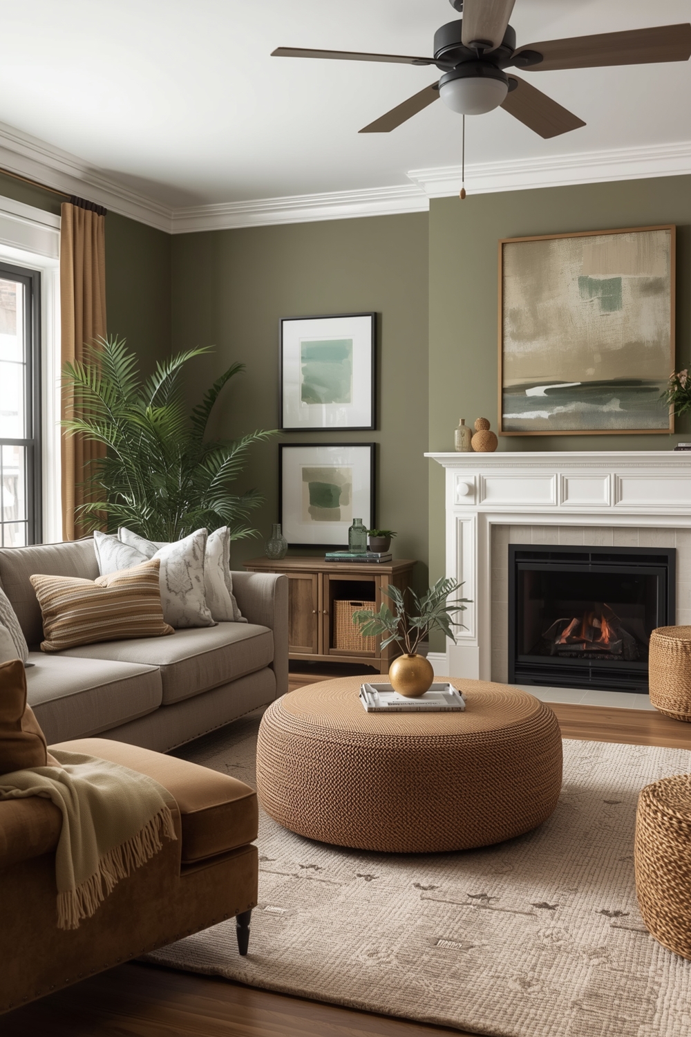 Cozy Olive Green Living Room Layouts