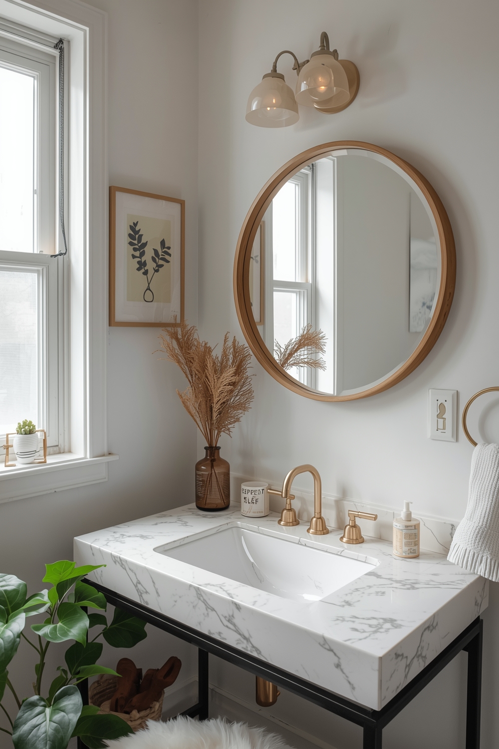 Functional Bathroom Mirror Workspace