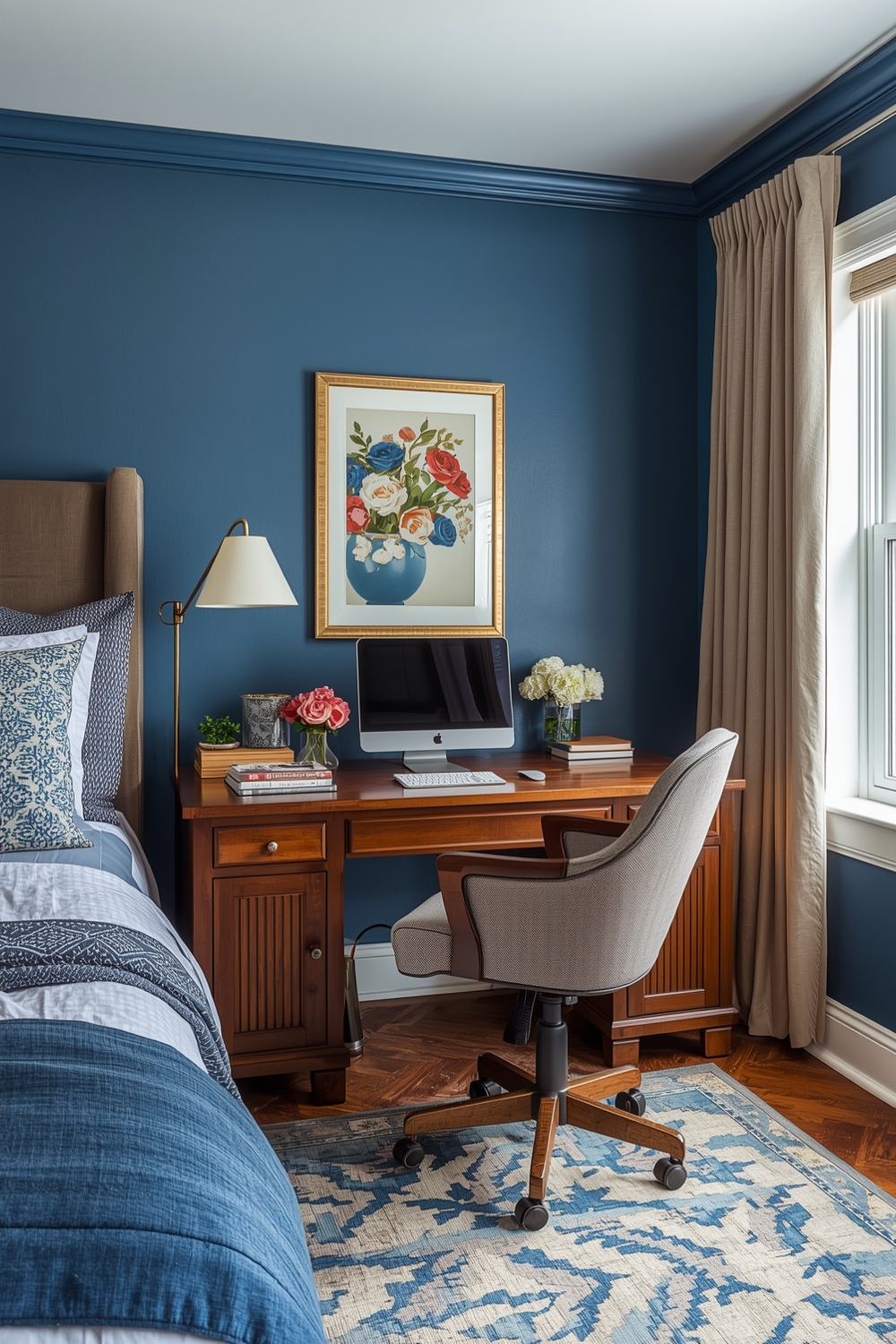 Functional Blue Bedroom Workspace