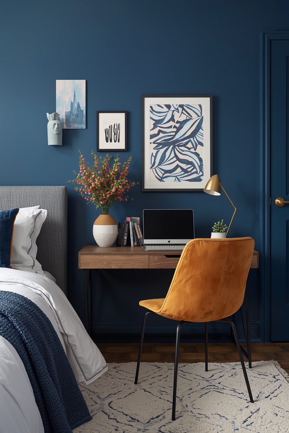 Functional Blue Bedroom Workspace